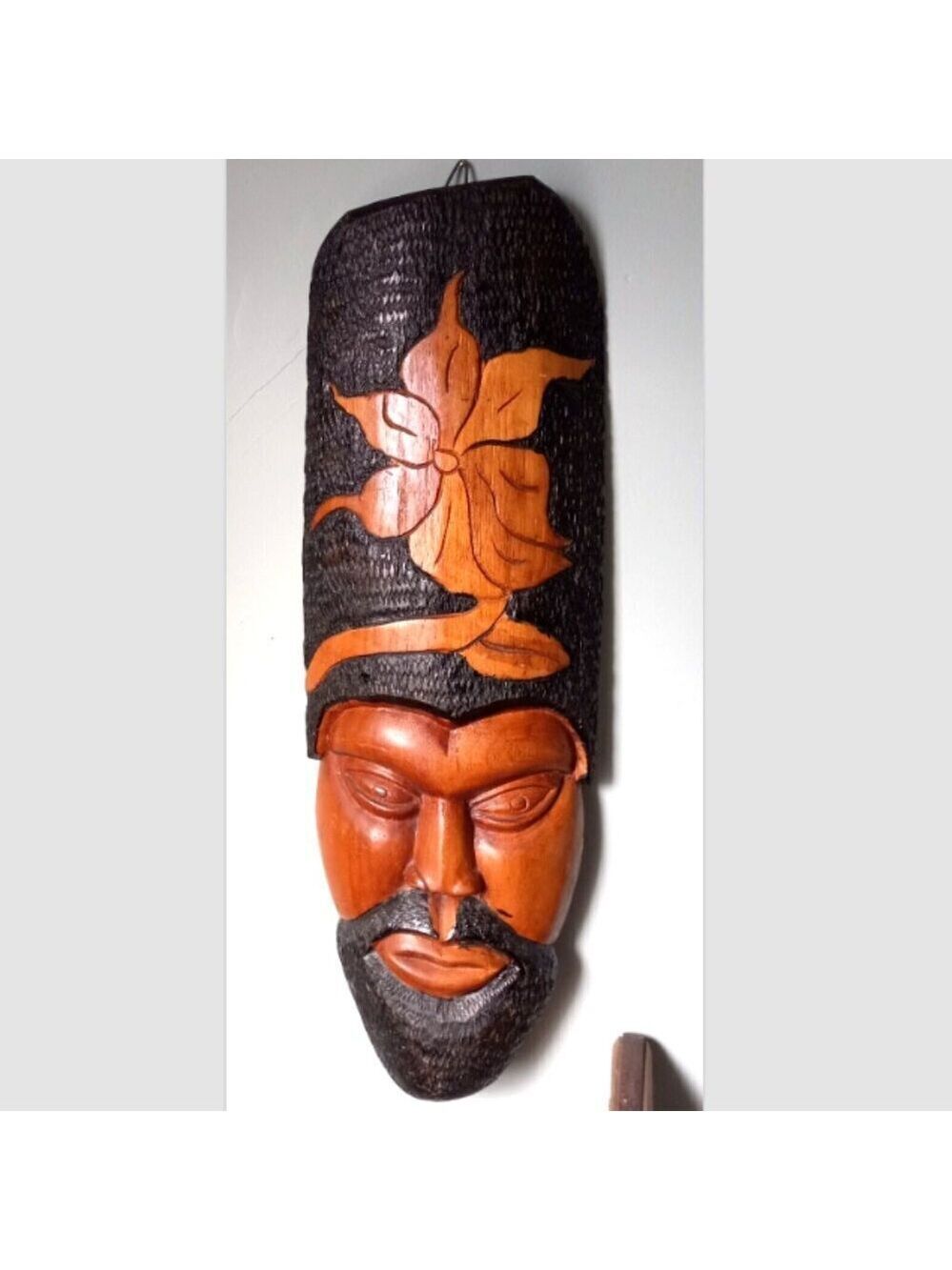 Vintage 27" Balinese Carved Wood Mask Large Indonesian Tiki Wall Art Sculpture